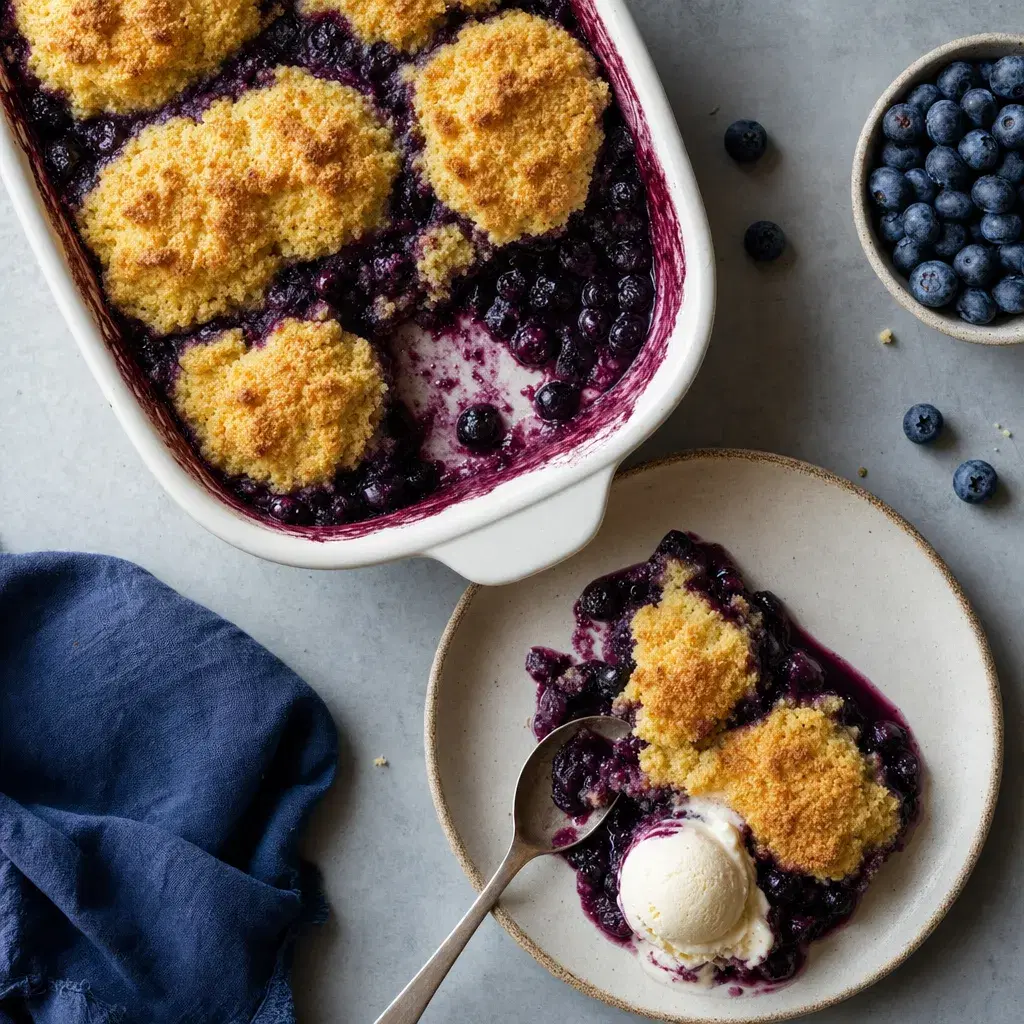 American Blueberry Cornmeal Biscuit Cobbler recipe combo