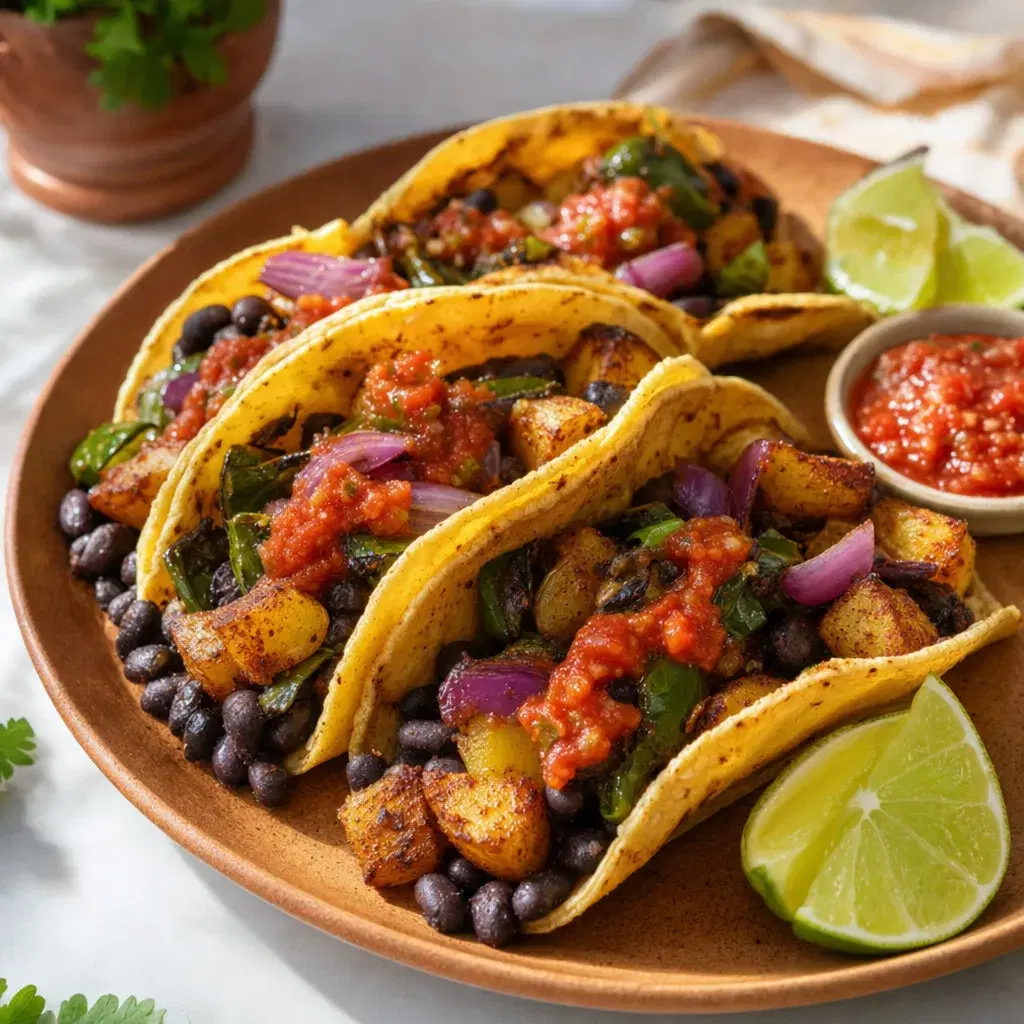 Black Bean Potato Poblano Tacos recipe combo