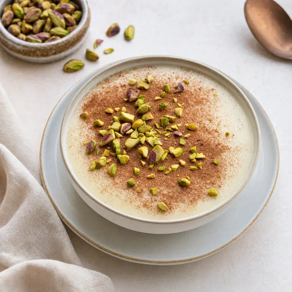 Lebanese Cinnamon Milk Pudding with Pistachios recipe combo