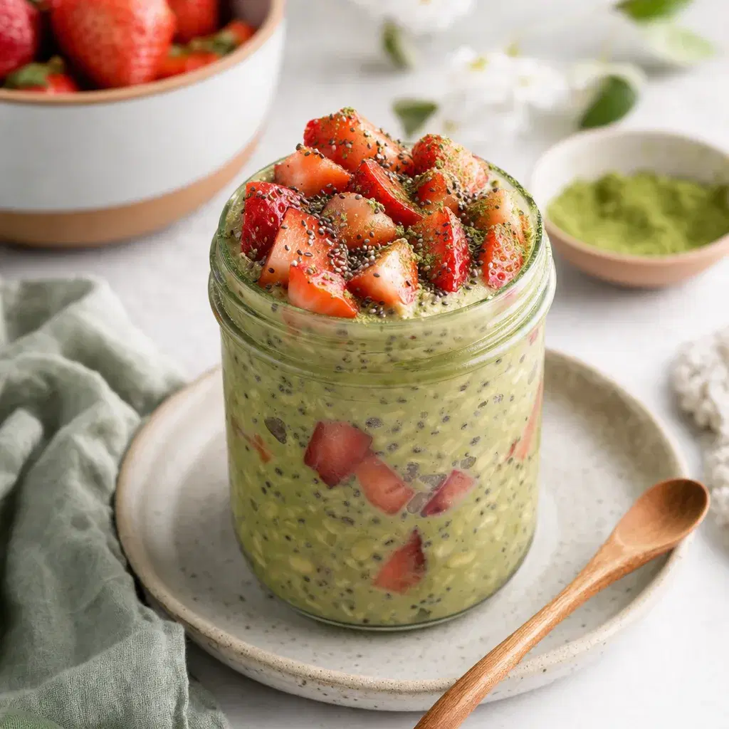 Strawberry Matcha Overnight Oats recipe combo