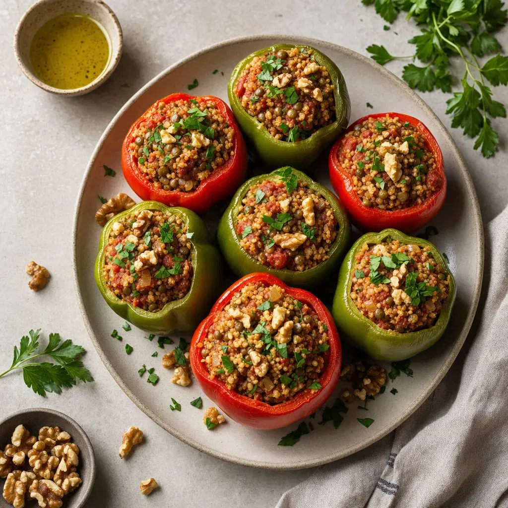 Lentil Bulgur Stuffed Peppers recipe combo