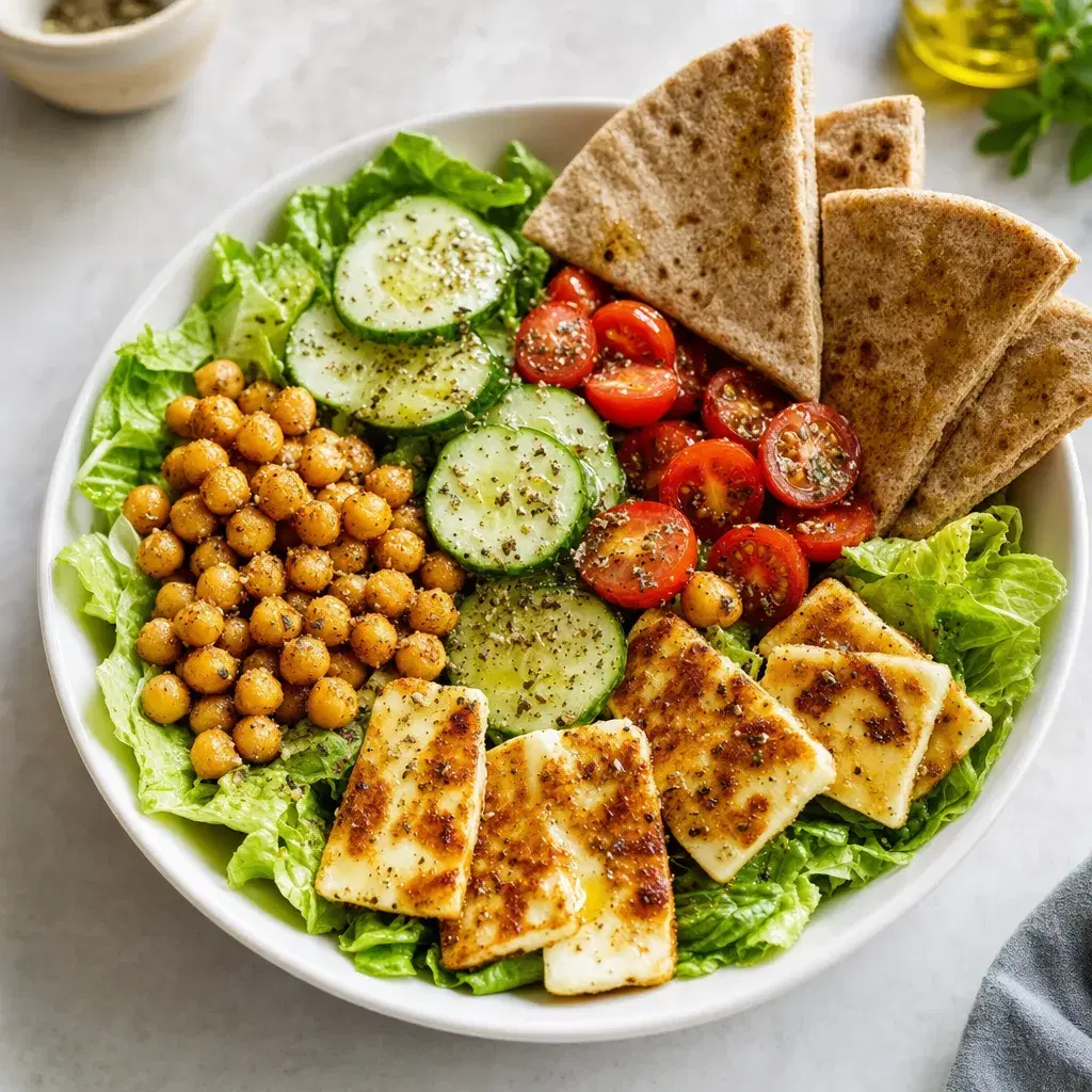 Halloumi Chickpea Cucumber Pita Bowls recipe combo