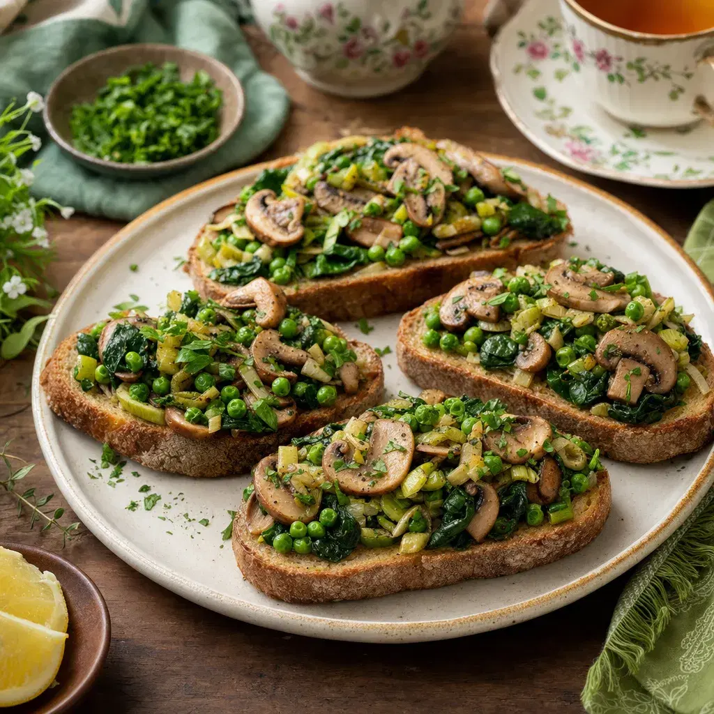 Mushroom Pea Garden Toasts recipe combo