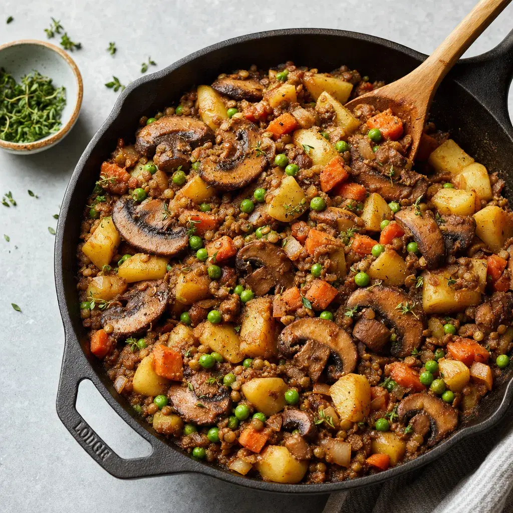 Roasted Mushroom Lentil Shepherds Skillet recipe combo