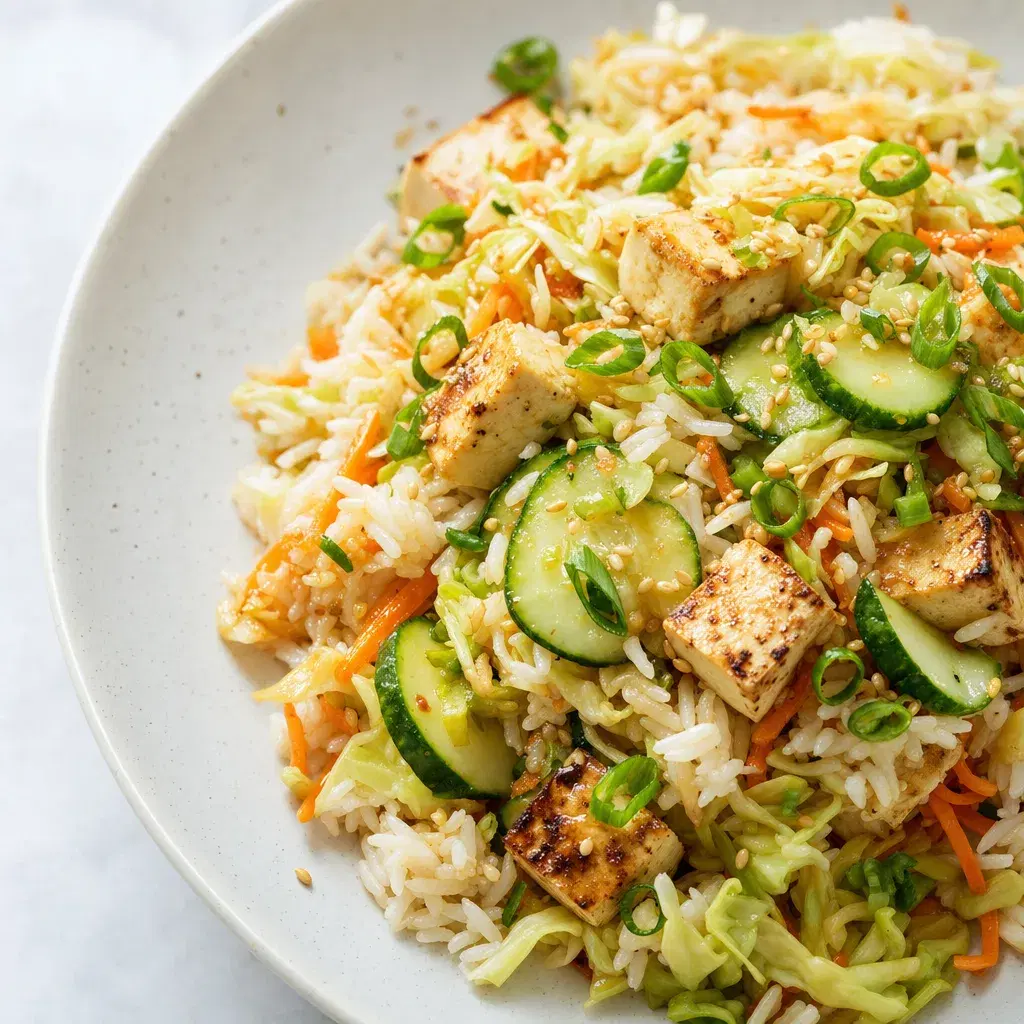 Cucumber Cabbage Tofu Rice Salad recipe combo