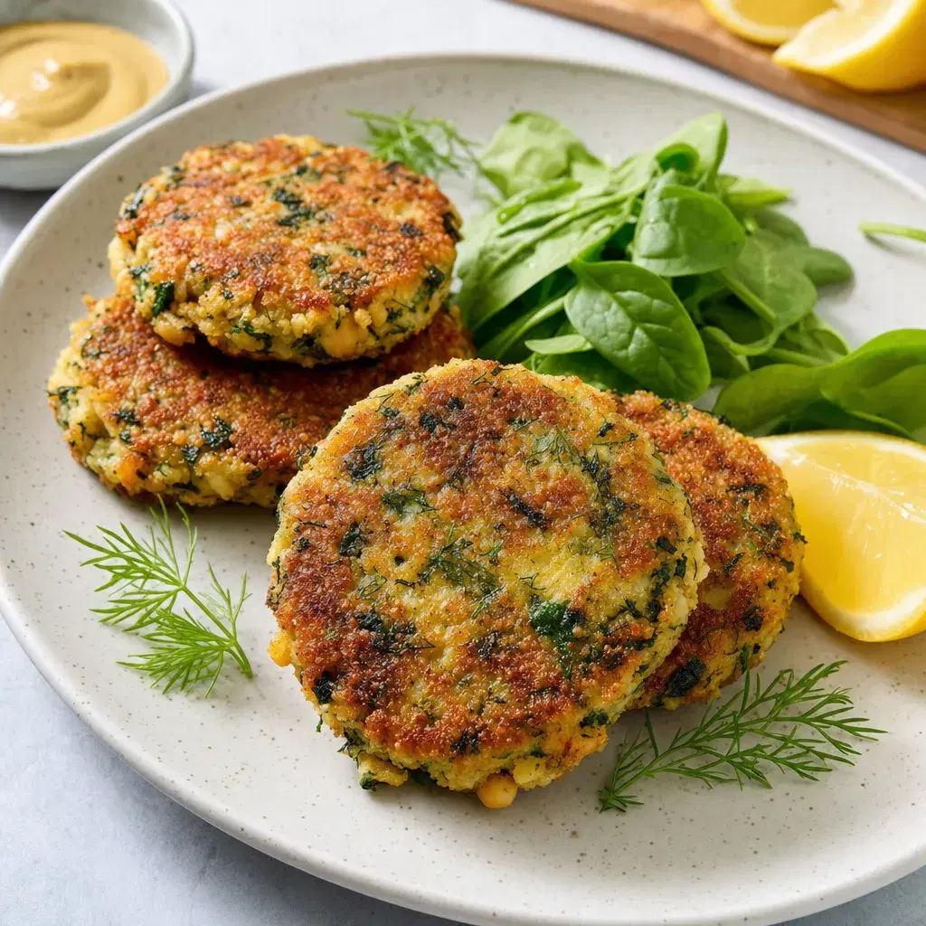 Crispy Chickpea Dill Cakes recipe combo