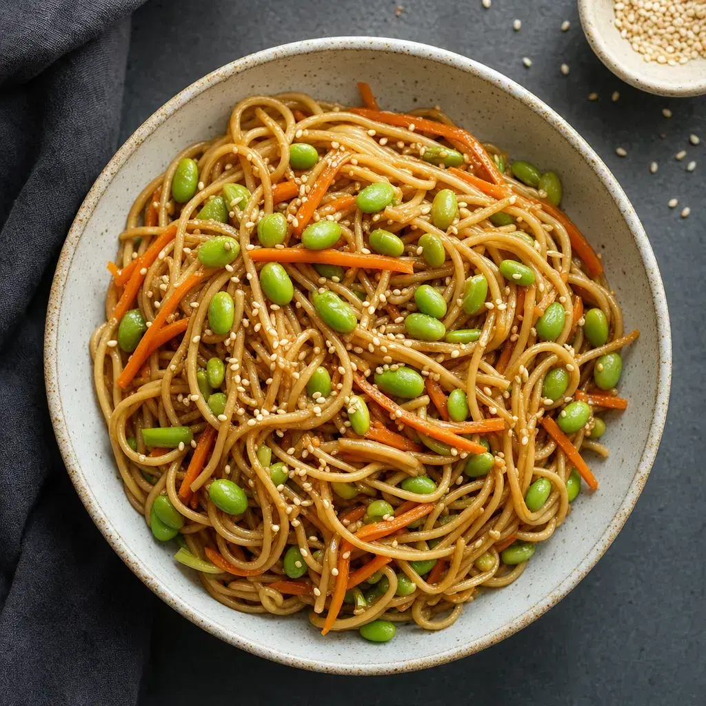 Sesame-Ginger Noodles with Edamame and Carrots