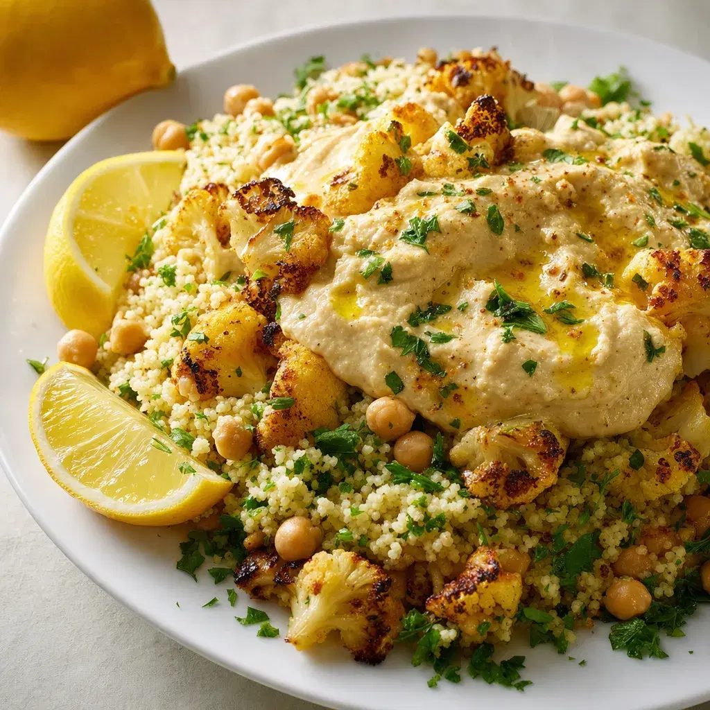 Roasted Cauliflower Hummus Couscous Salad recipe combo