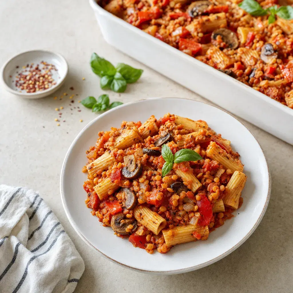 Red Lentil Rigatoni Casserole recipe combo