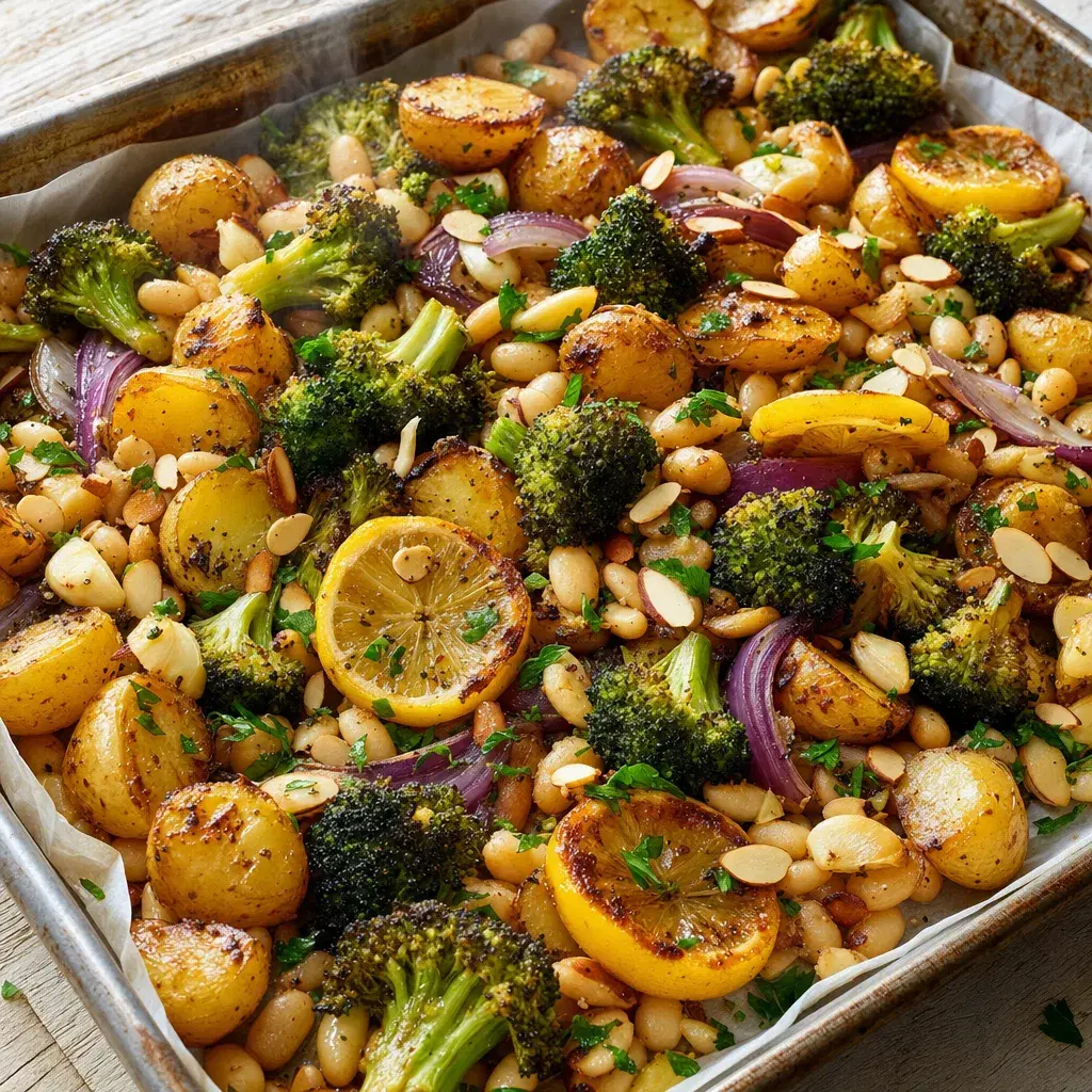 Lemon Broccoli White Bean Tray Bake recipe combo