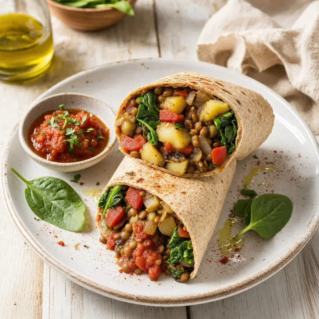 Lentil Veggie Breakfast Burrito recipe combo
