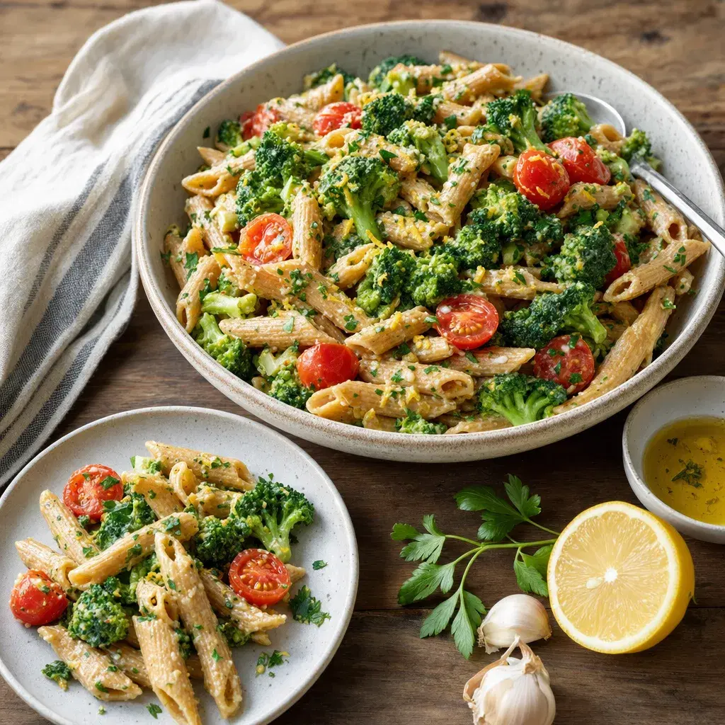 Broccoli Tomato Whole Wheat Pasta with Yogurt recipe combo