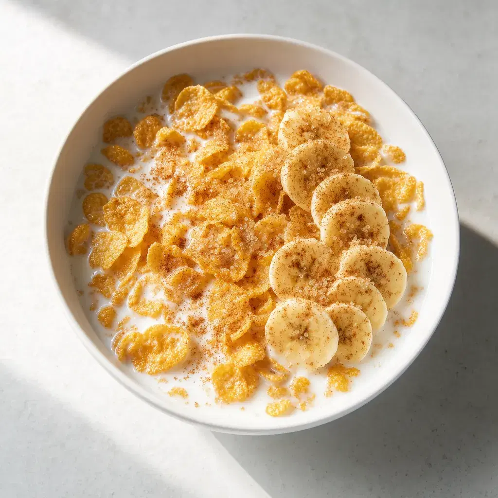 Cold Cereal with Milk and Banana