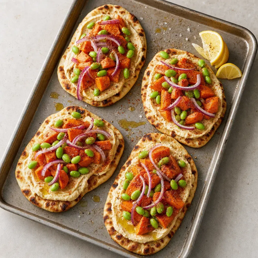Carrot Edamame Naan Flatbreads recipe combo