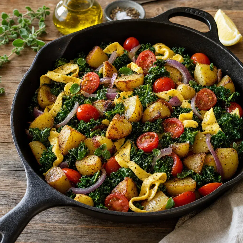 Potato Kale Tomato Skillet with Egg Ribbons recipe combo