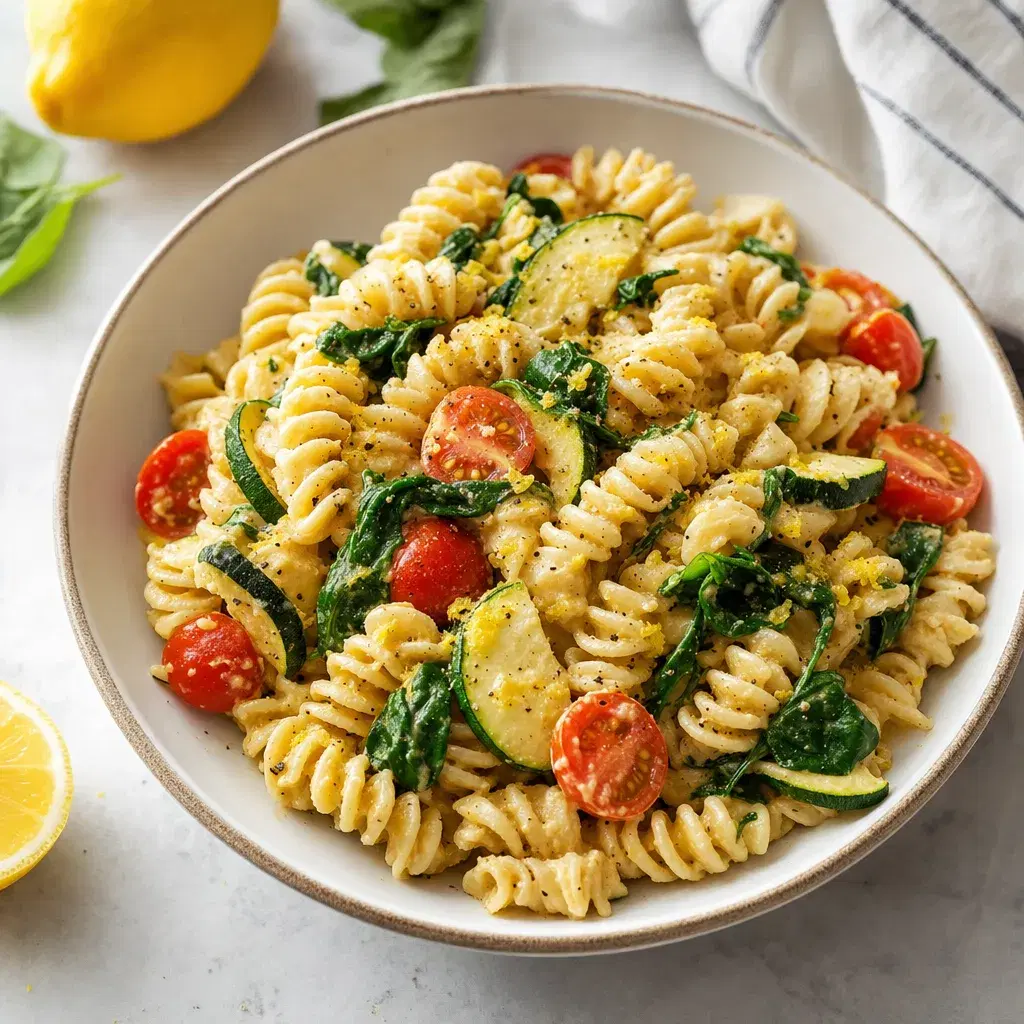 Lemon Hummus Veggie Pasta recipe combo