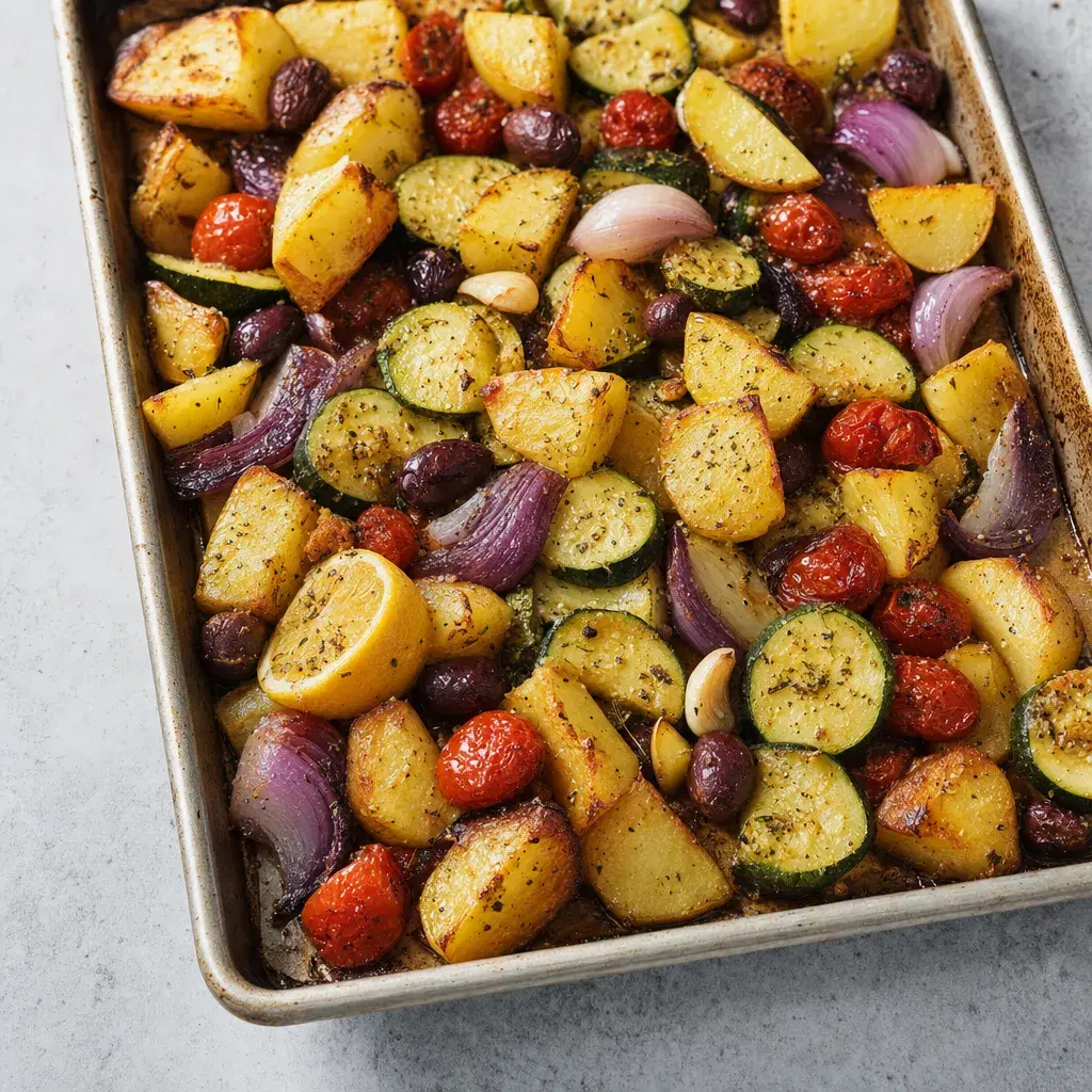 Greek Potato Zucchini Tray Bake recipe combo