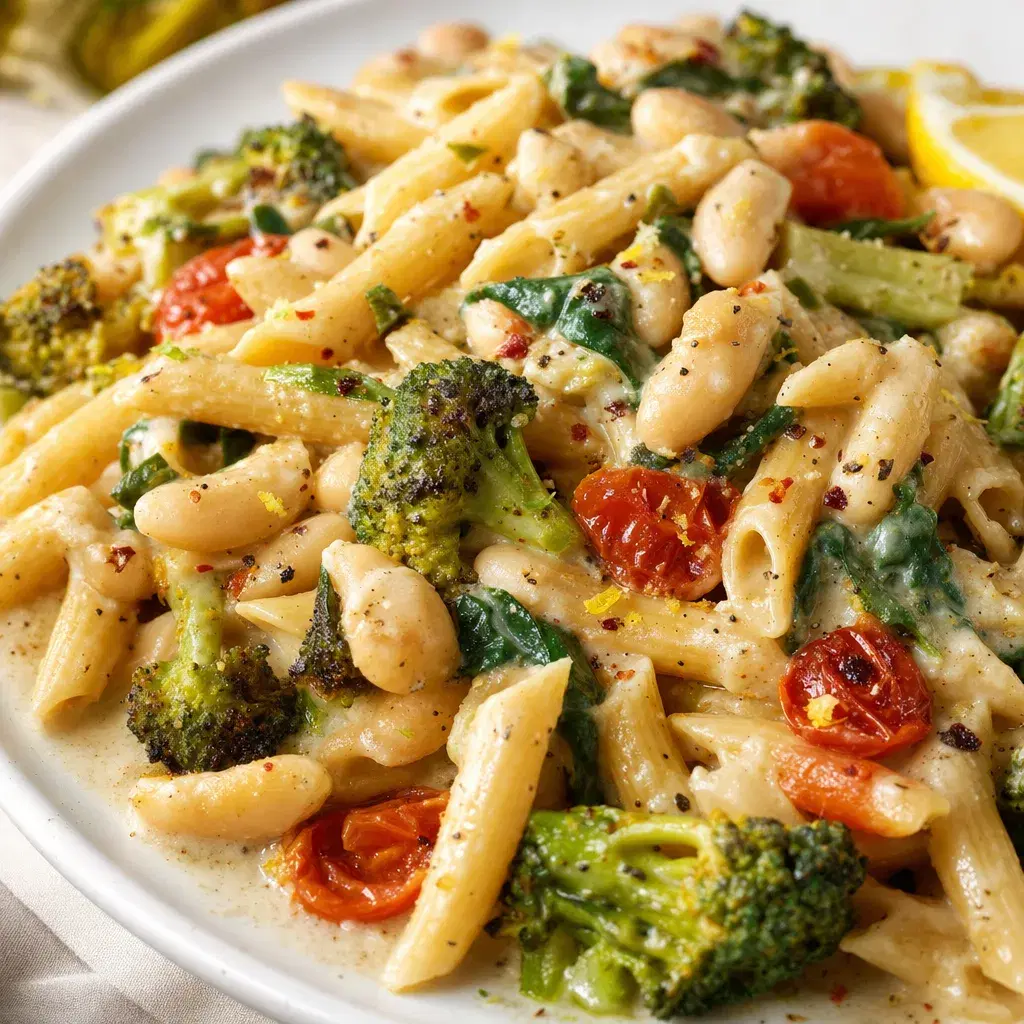 Creamy Tahini White Bean Veggie Pasta recipe combo