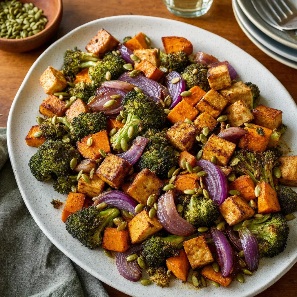 Sheet-Pan Tofu, Sweet Potato & Broccoli