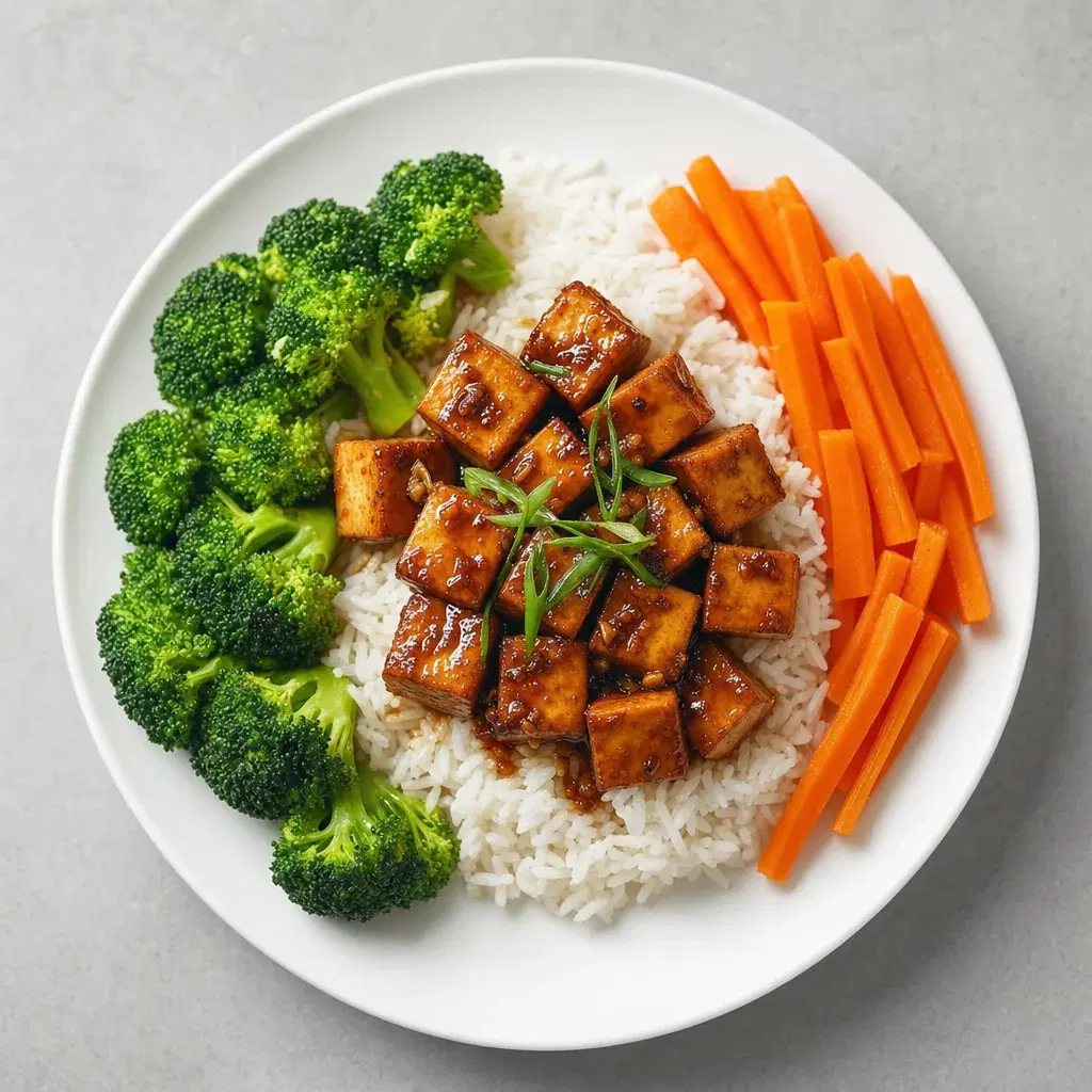 Sweet Soy Glazed Tofu Rice Plate recipe combo