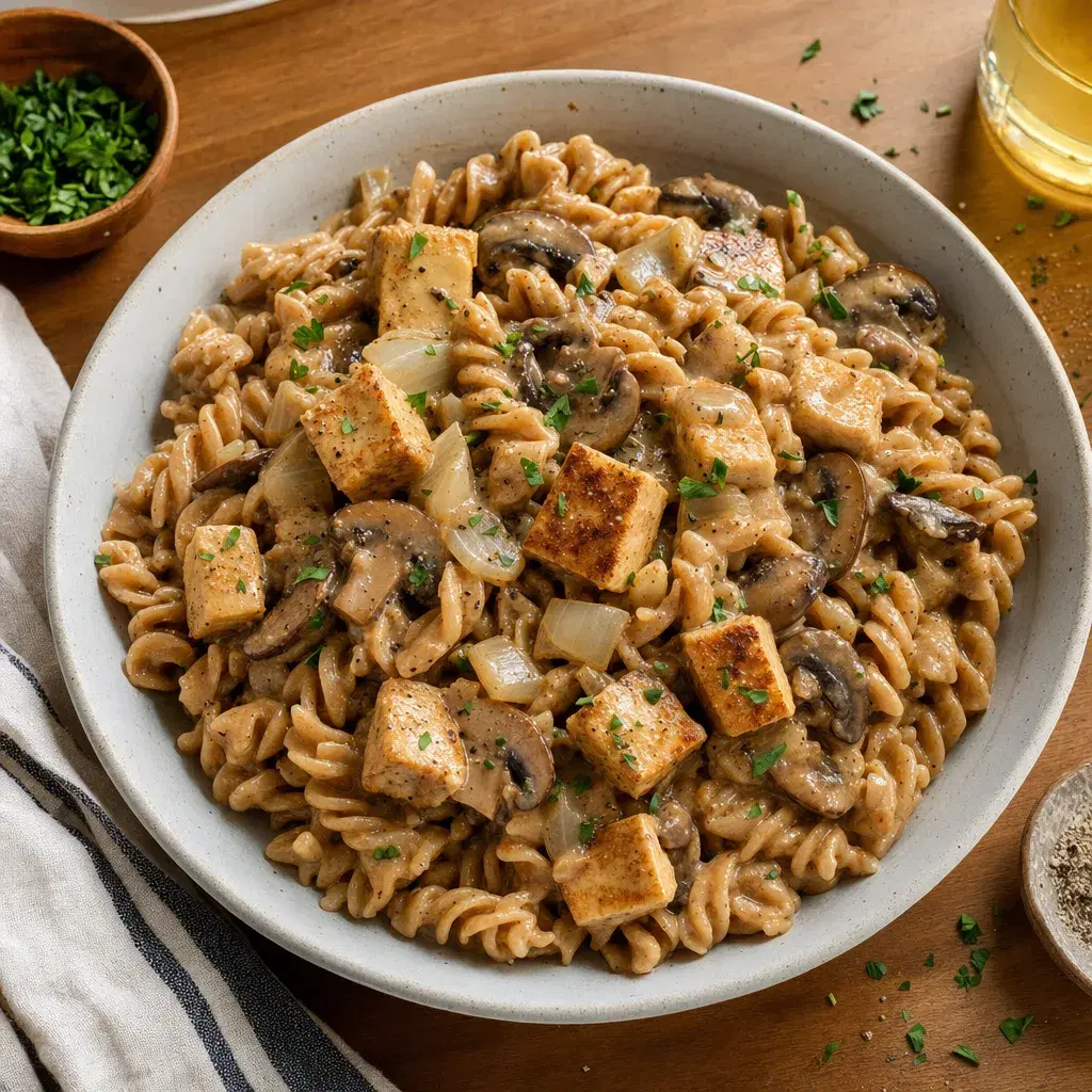 Tofu Mushroom Stroganoff Pasta