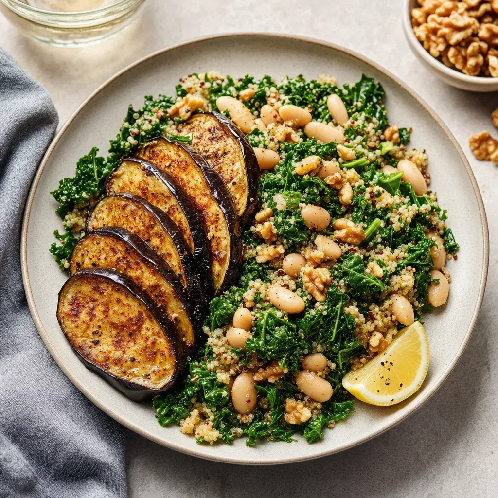 Broiled Eggplant, White Bean & Quinoa Plates recipe combo