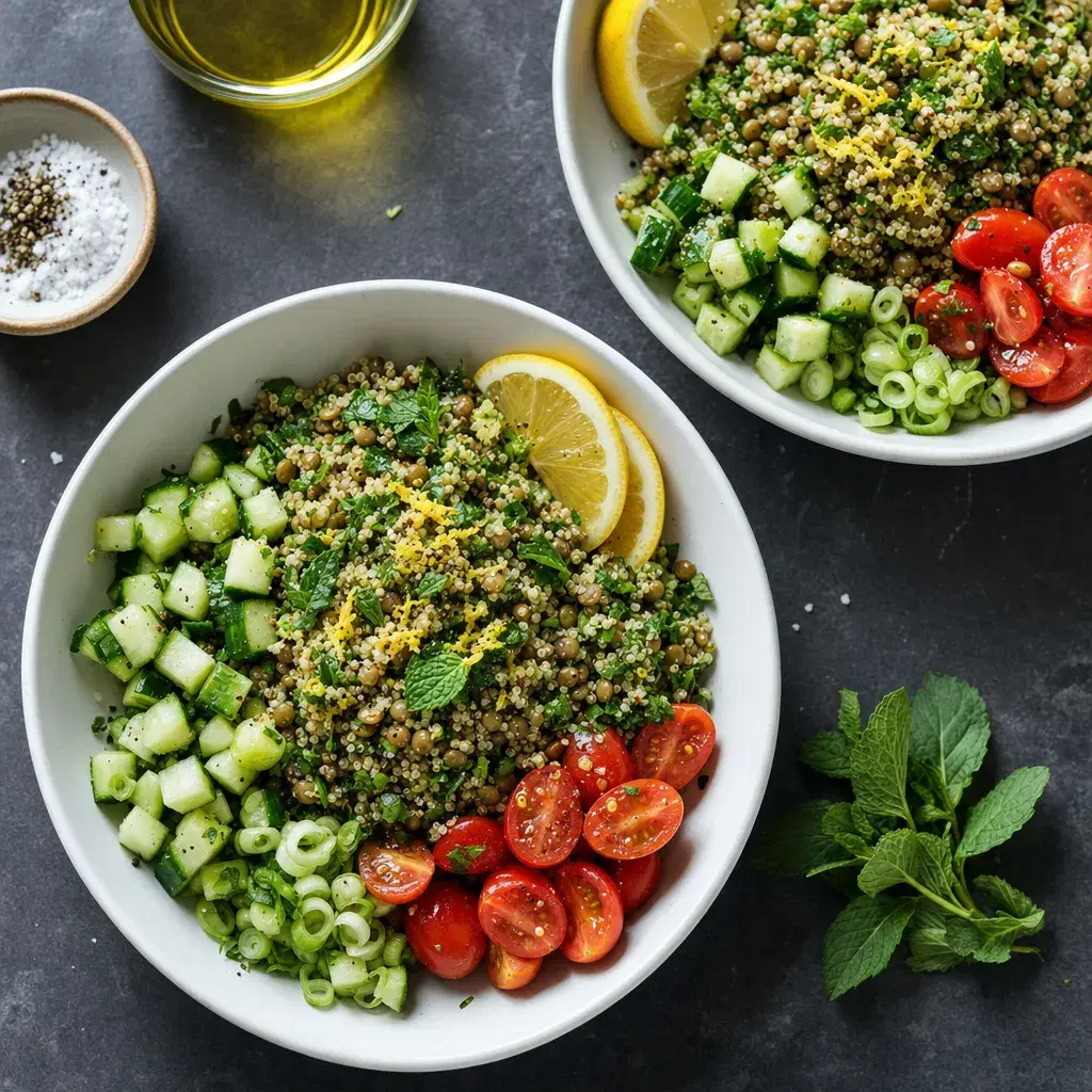 Lemon Lentil Quinoa Tabbouleh Bowls recipe combo
