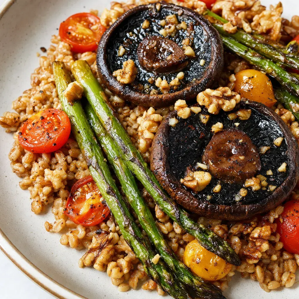 Grill-Pan Portobello Farro Plates