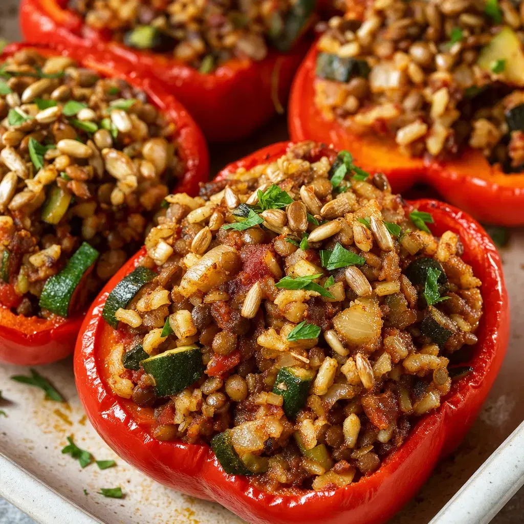 Lentil Brown Rice Stuffed Peppers