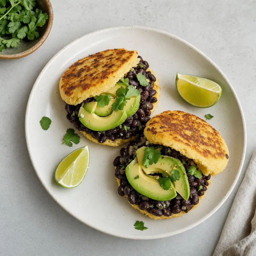 Venezuelan Black Bean and Avocado Arepas