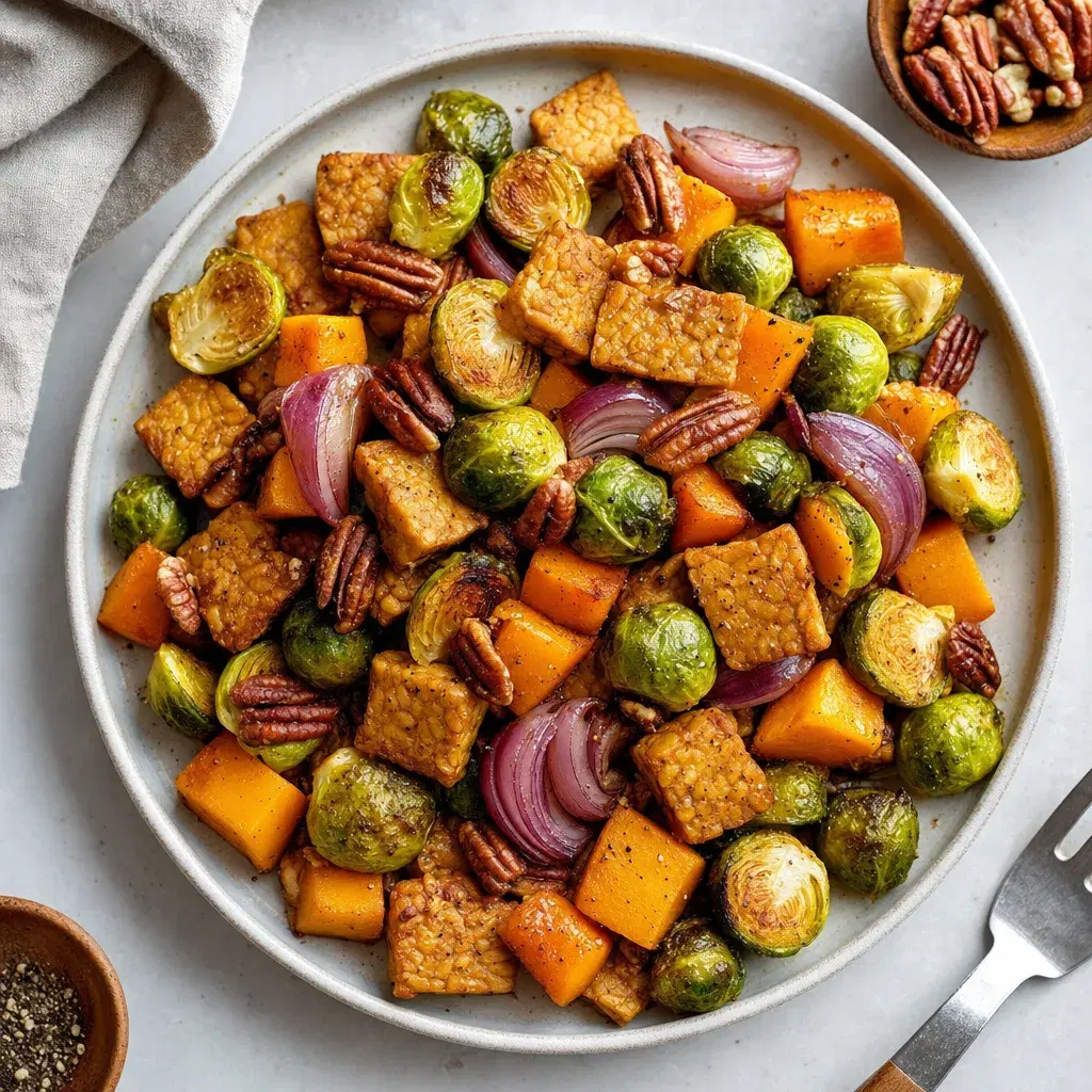 Sheet-Pan Tempeh with Brussels Sprouts
