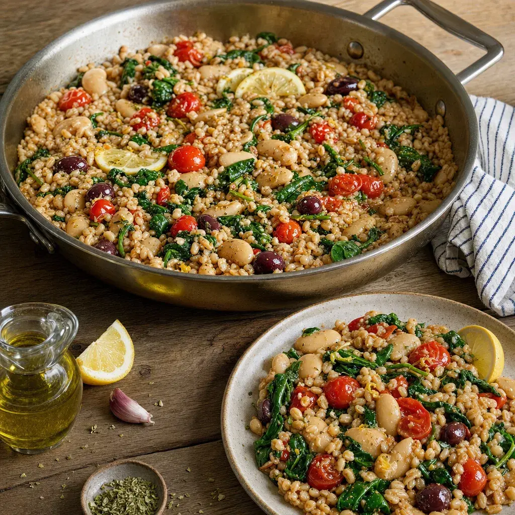 Lemony Butter Bean Farro Skillet recipe combo