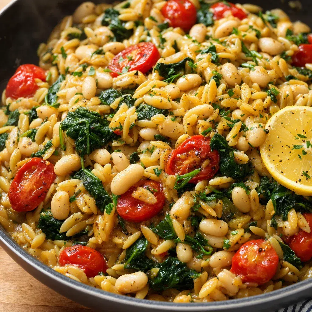 White Bean Spinach Orzo Skillet recipe combo